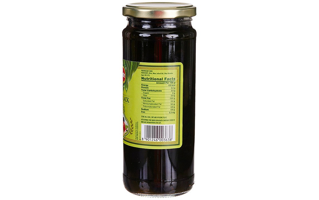 Del Monte Pitted Black Olives   Glass Jar  450 grams